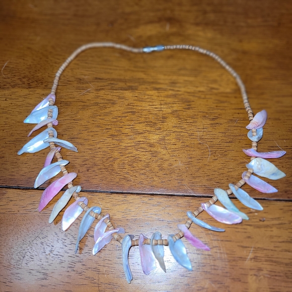 Source Unknown Jewelry - Boho Beach Seashell Necklace Pink White Blue Choker Clam Shell‎ Statement 18 In